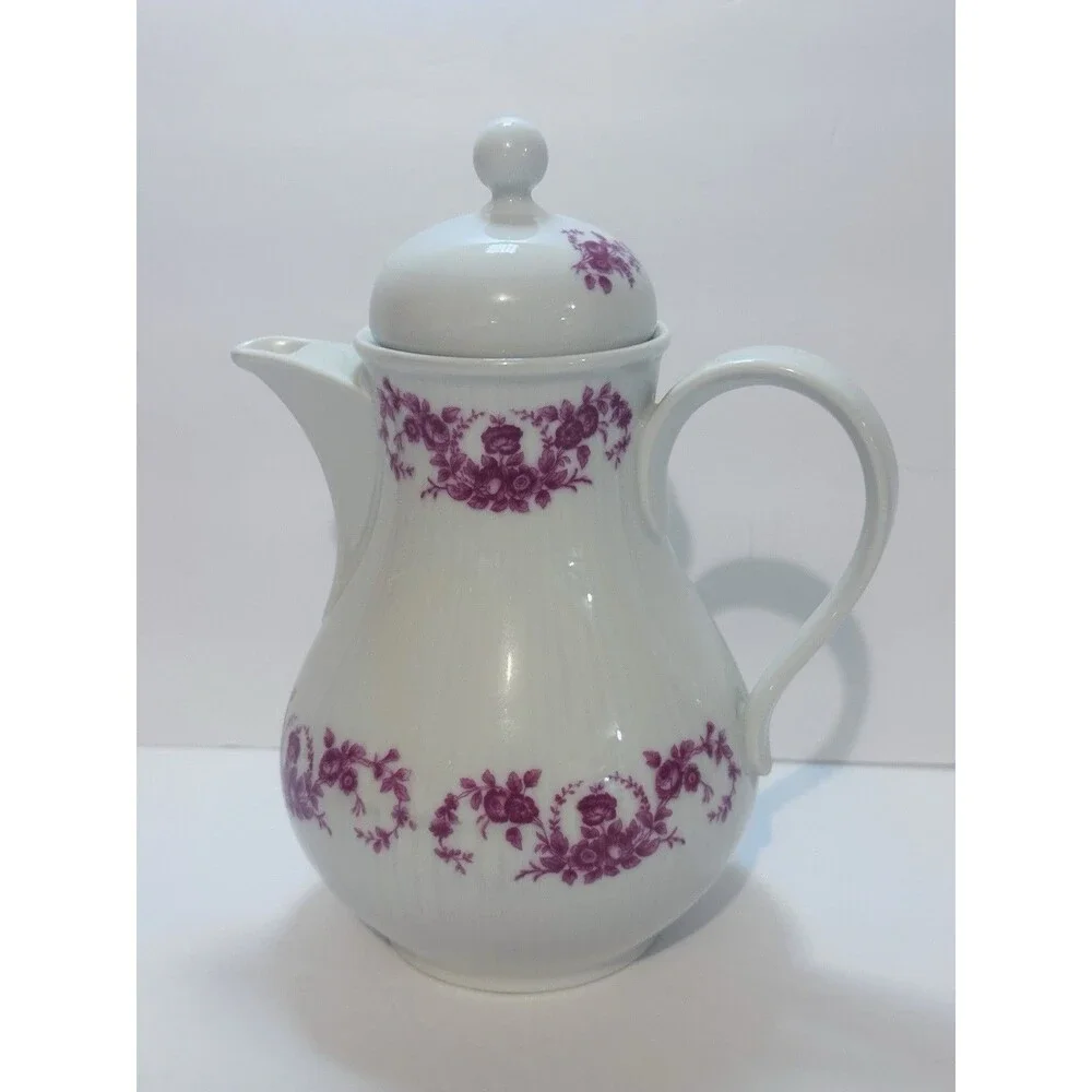 Vintage Seltmann Weiden Bavaria Coffee Pot Pink Floral 3122 W Germany